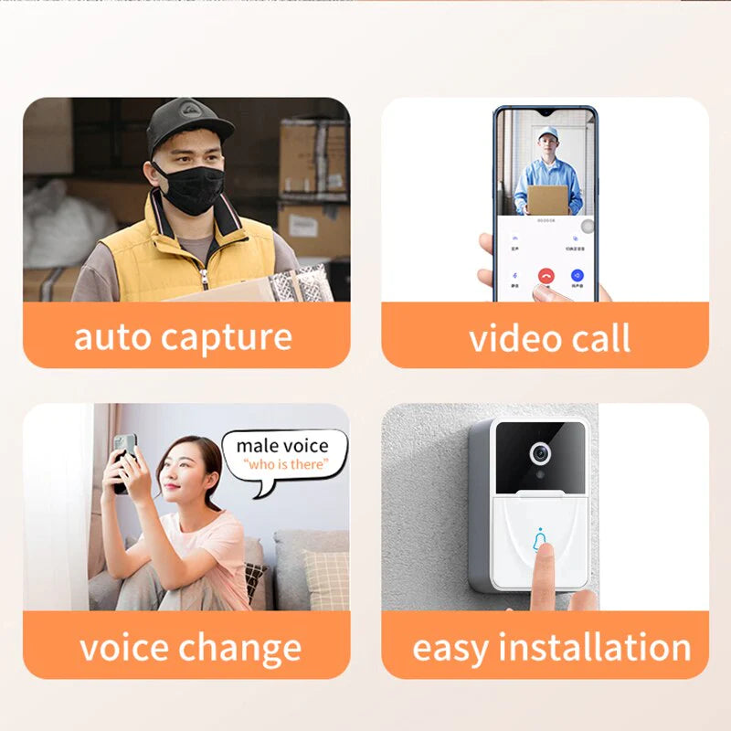Wireless Smart Video Doorbell with WiFi & Indoor Chime