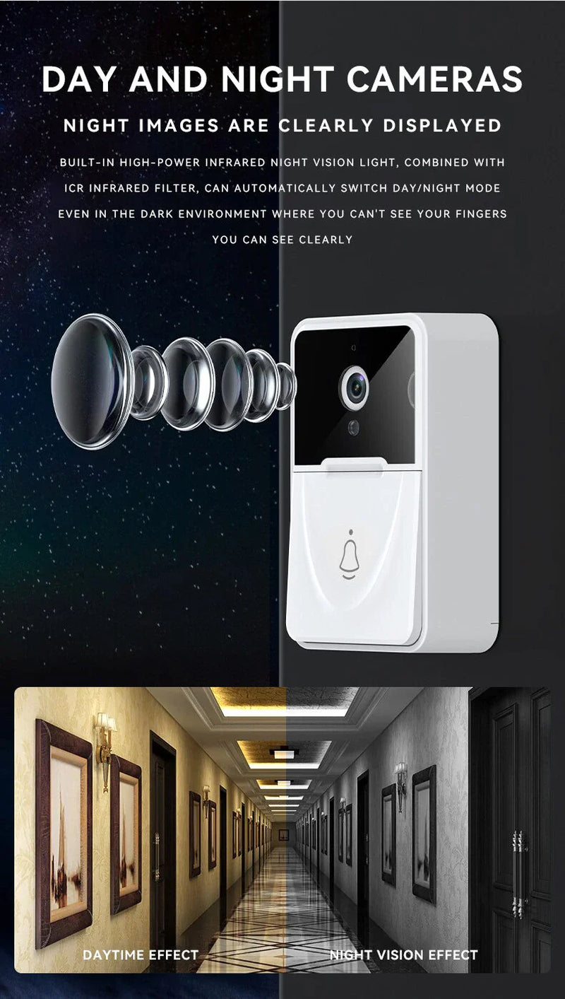Wireless Smart Video Doorbell with WiFi & Indoor Chime