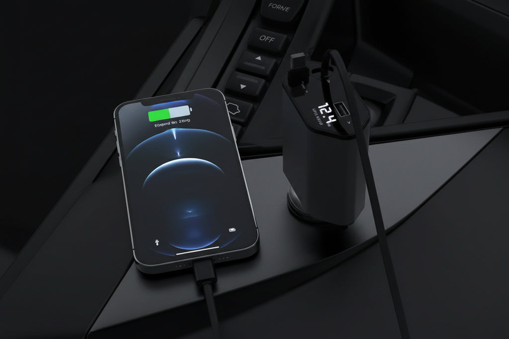 120W 4-in-1 Retractable Fast Car Charger