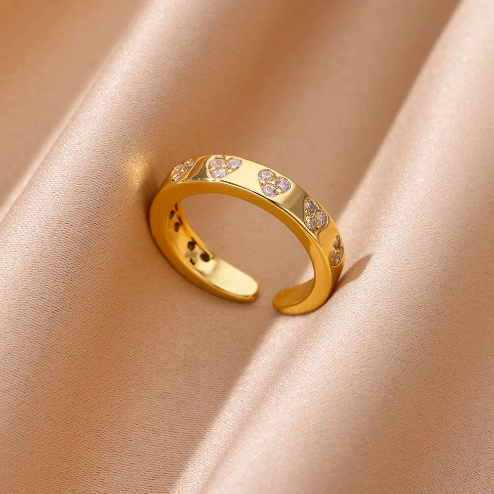 18K Gold-Plated Geometric Zircon Ring