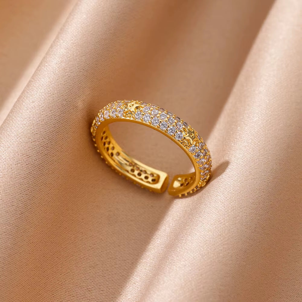 18K Gold-Plated Geometric Zircon Ring