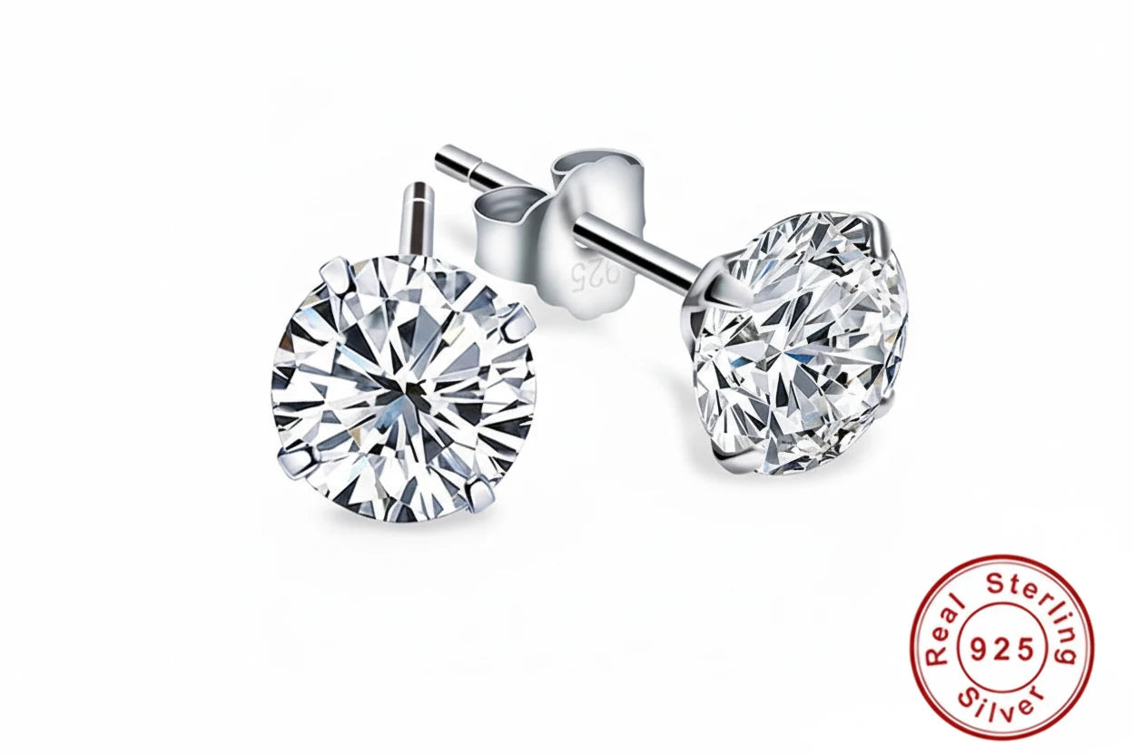 High Quality Crystal Zircon 925 Sterling Silver Stud Earrings for Women