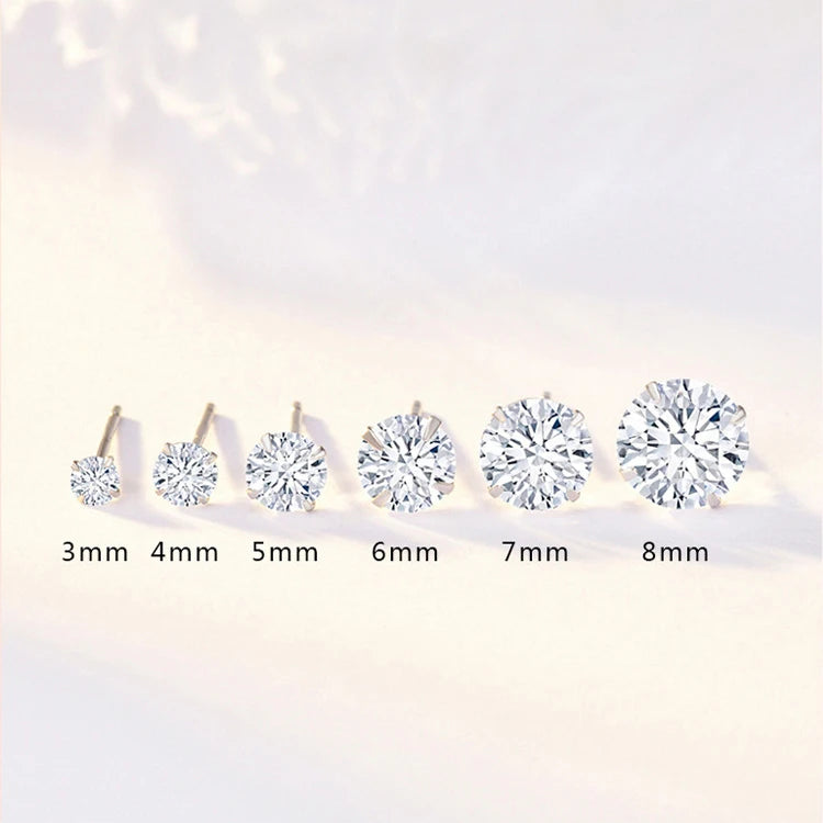High Quality Crystal Zircon 925 Sterling Silver Stud Earrings for Women