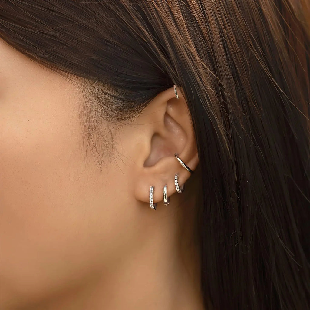 14K Gold Plated 3 Pairs Hoop Earrings Set for Women