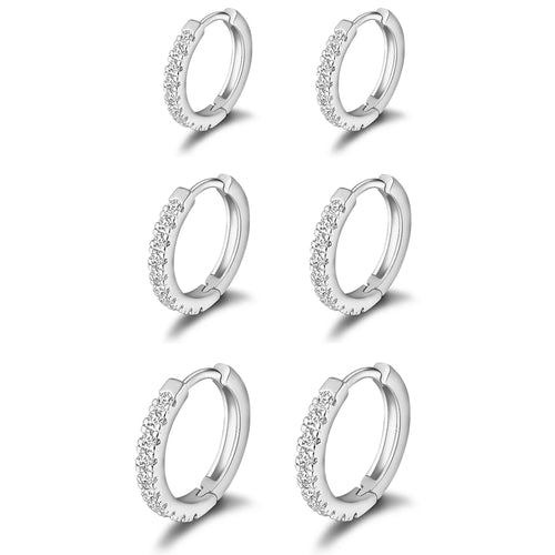 14K Gold Plated 3 Pairs Hoop Earrings Set for Women