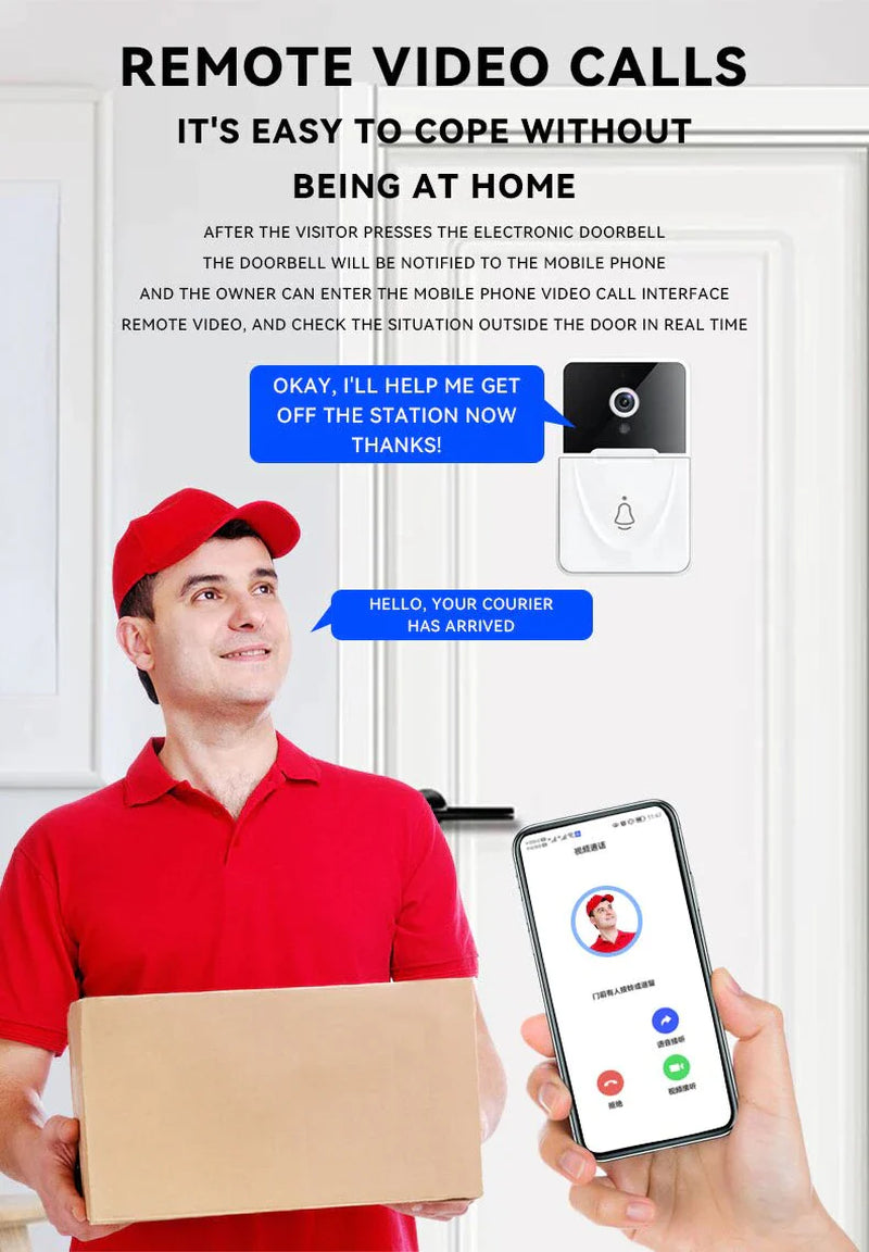 Wireless Smart Video Doorbell with WiFi & Indoor Chime
