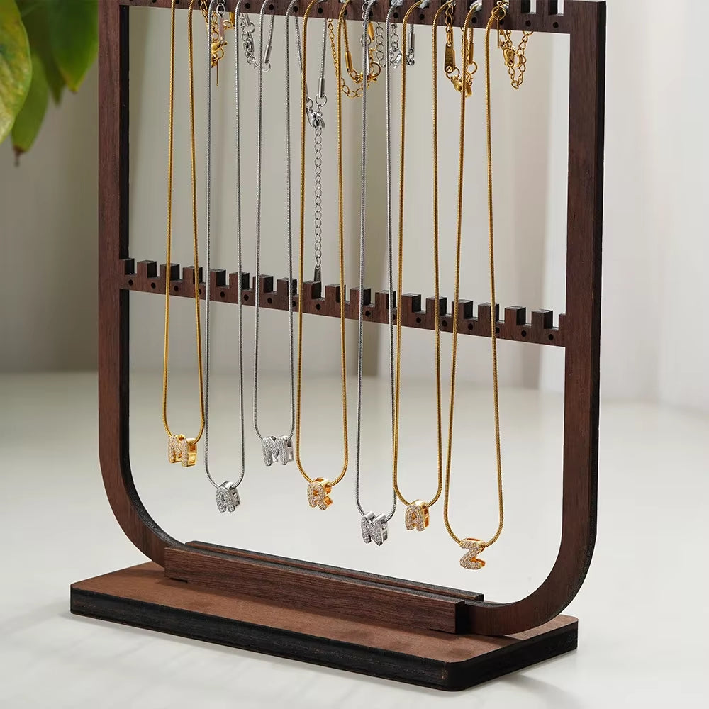 Gold-Plated CZ Initial Pendant Necklace