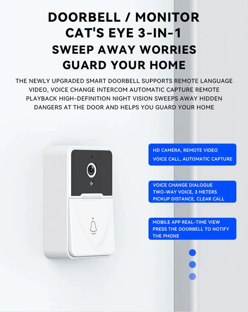Wireless Smart Video Doorbell with WiFi & Indoor Chime